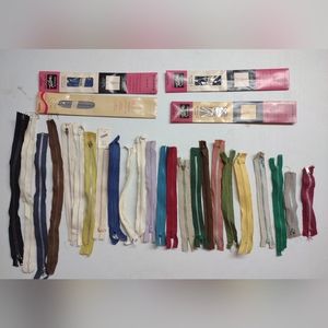 Lot of 30 Vintage zippers multi colors, various Lengths 5 in, 8 in, 7 in Plus